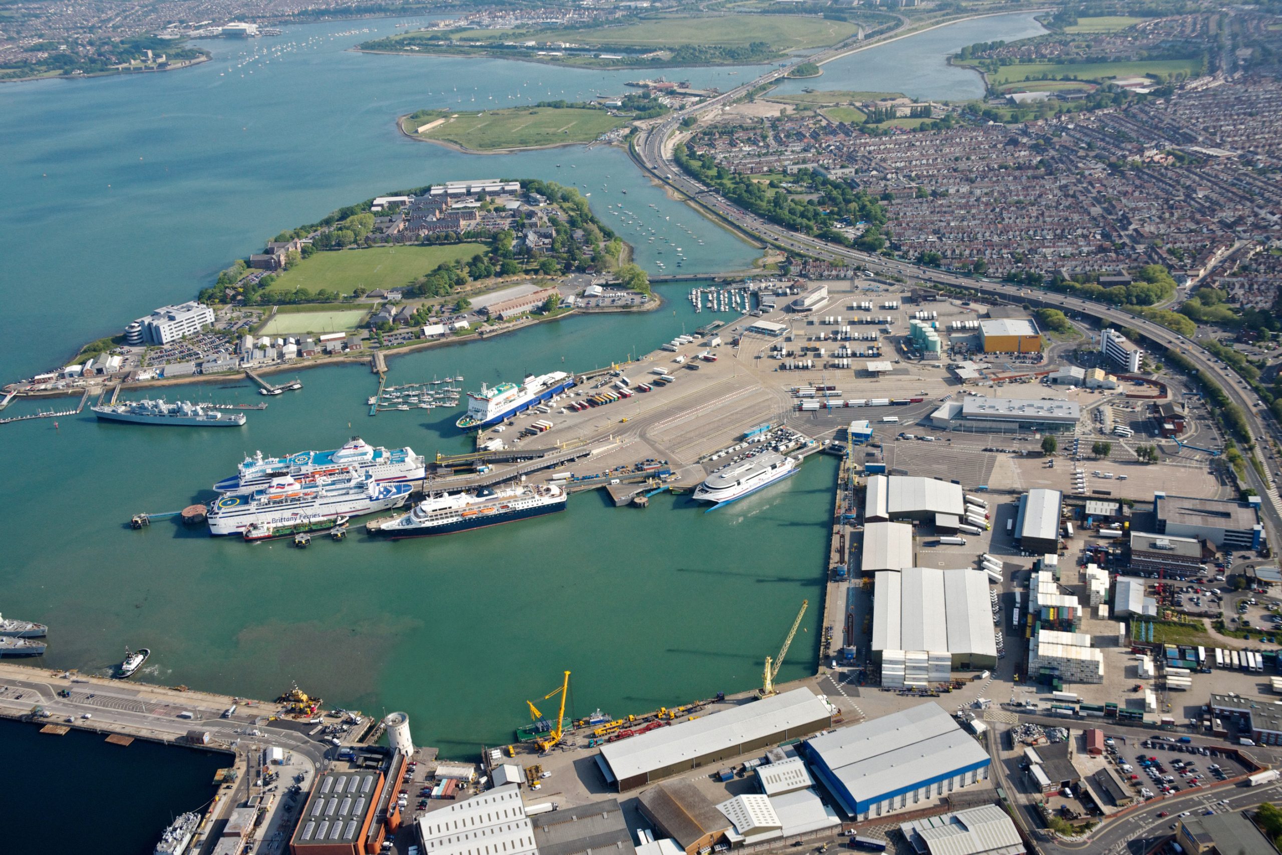 Aerial view of Portsmouth Port