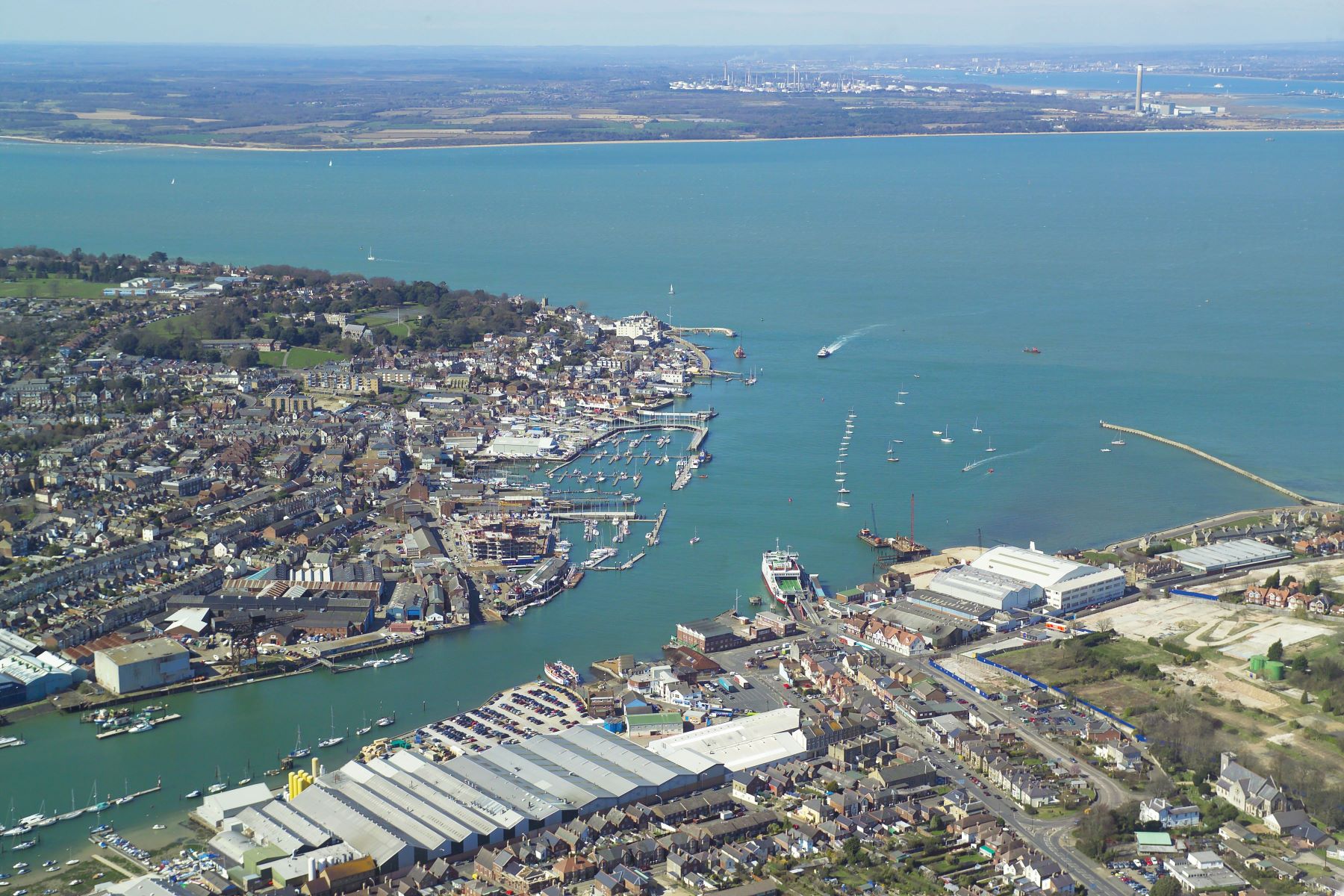 Aerial view of Solent from Cowes