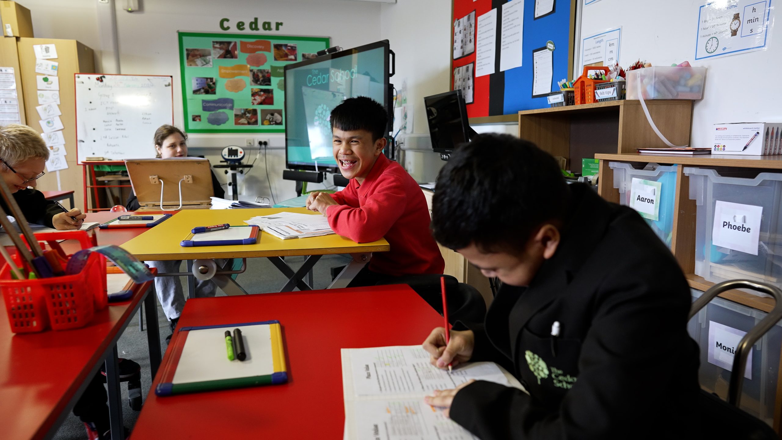 Cedar School pupils in a class room