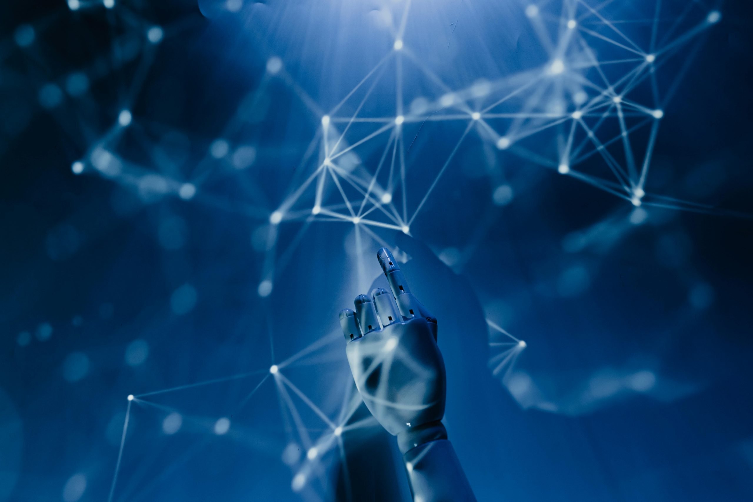 AI Skills Bootcamp image of a robot hand in a digital space
