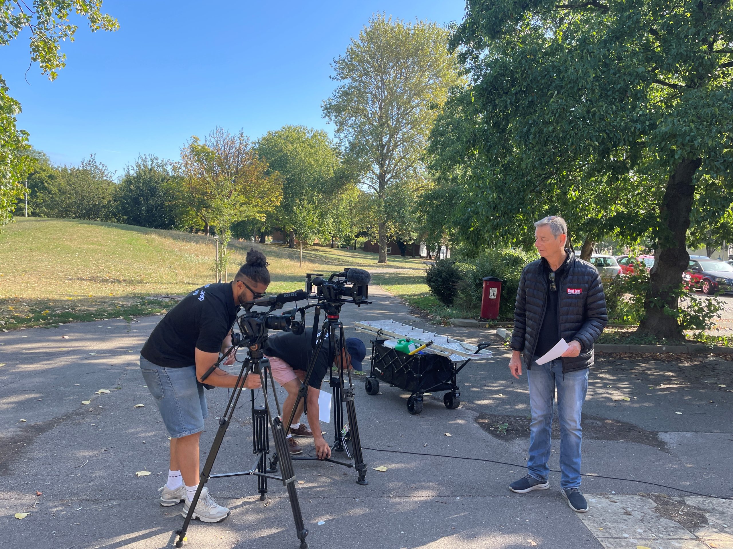 Filming crew outdoors