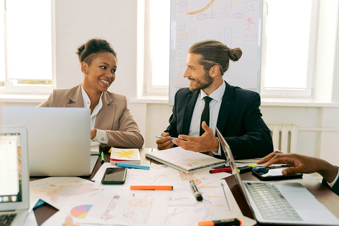 Two business people in a meeting