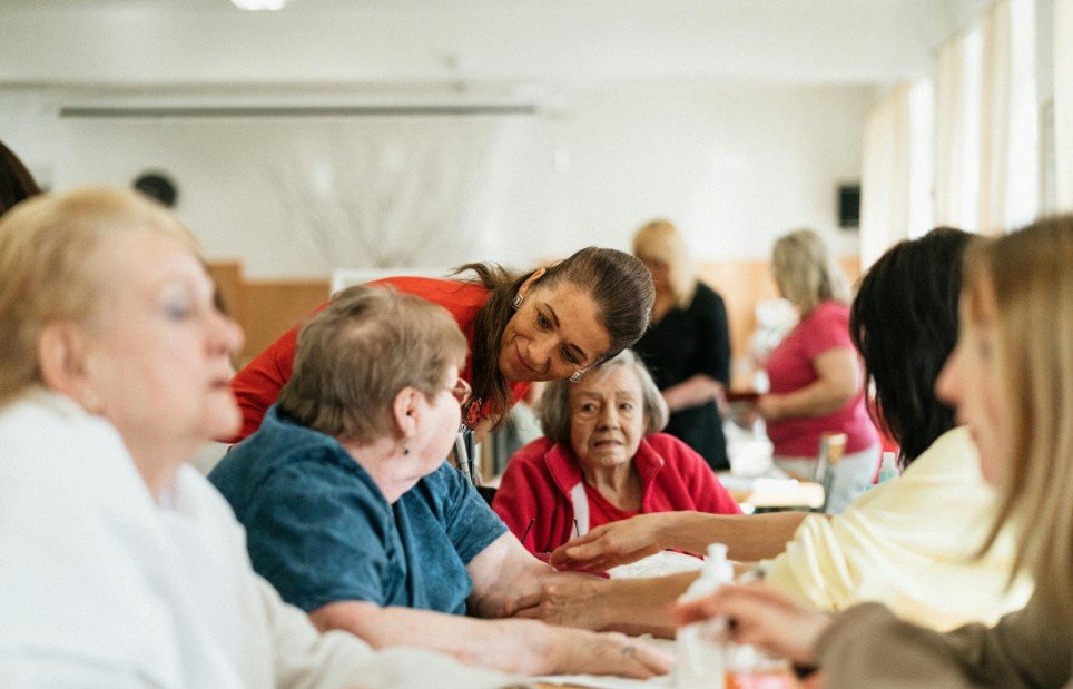 Health and care setting with people and care workers
